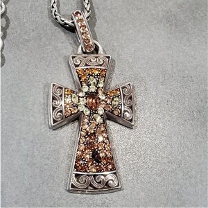 BRIGHTON Sterling Silver and Gold Cross Pendant “TRUST”